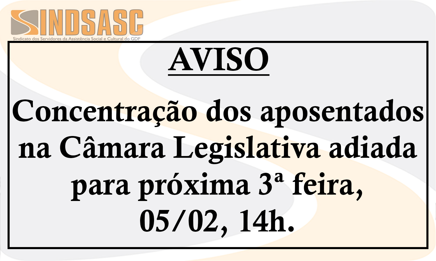 Aviso - Adiamento