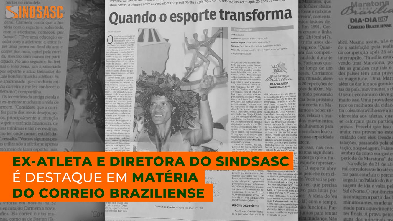 EX-ATLETA E DIRETORA DO SINDSASC É DESTAQUE EM MATÉRIA DO CORREIO BRAZILIENSE