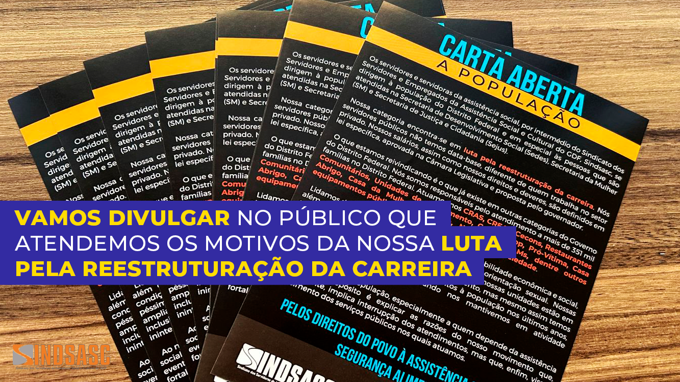 VAMOS DIVULGAR NO PÚBLICO QUE ATENDEMOS OS MOTIVOS DA NOSSA LUTA PELA REESTRUTURAÇÃO DA CARREIRA