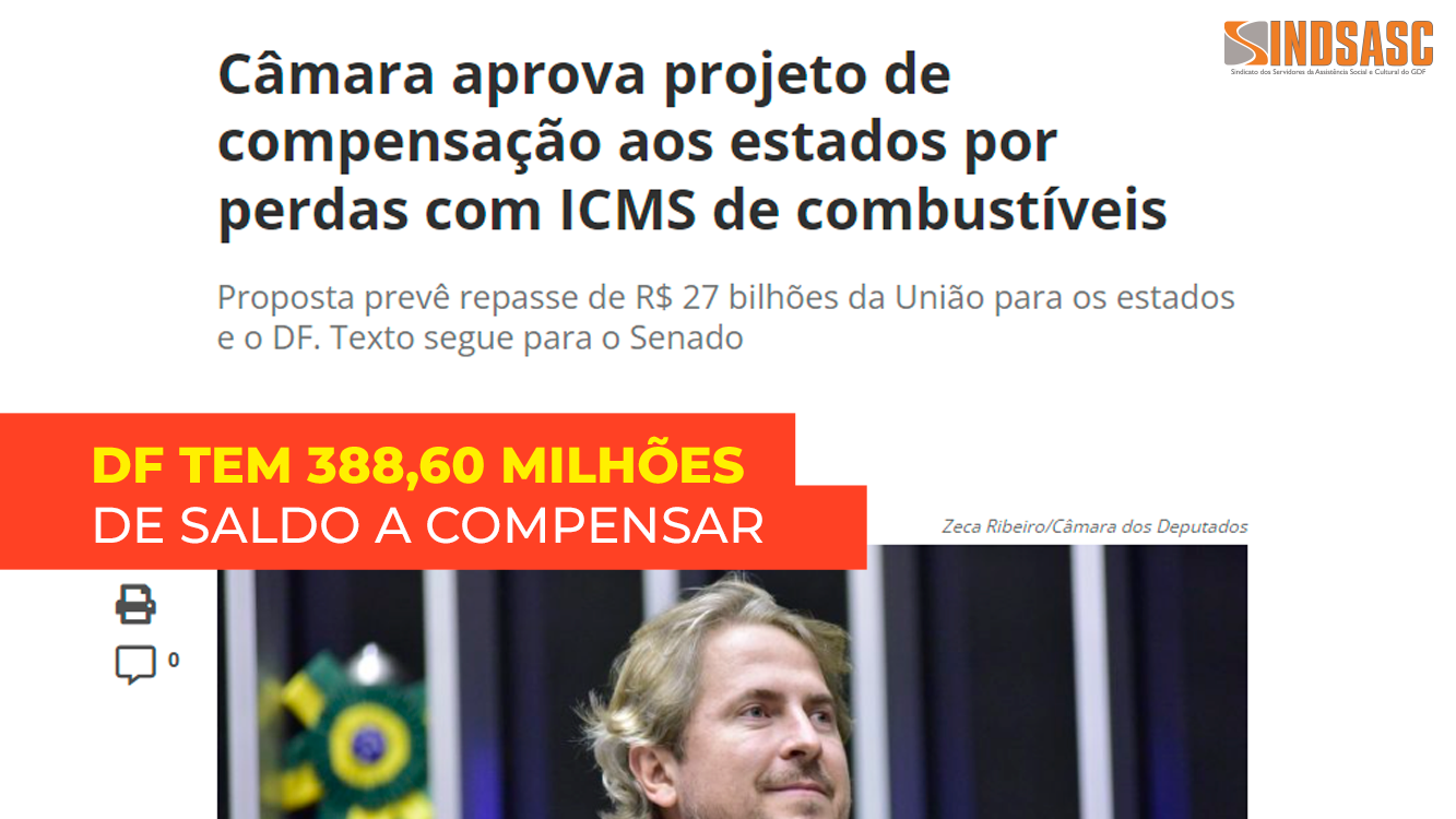 DF TEM 388,60 MILHÕES DE SALDO A COMPENSAR