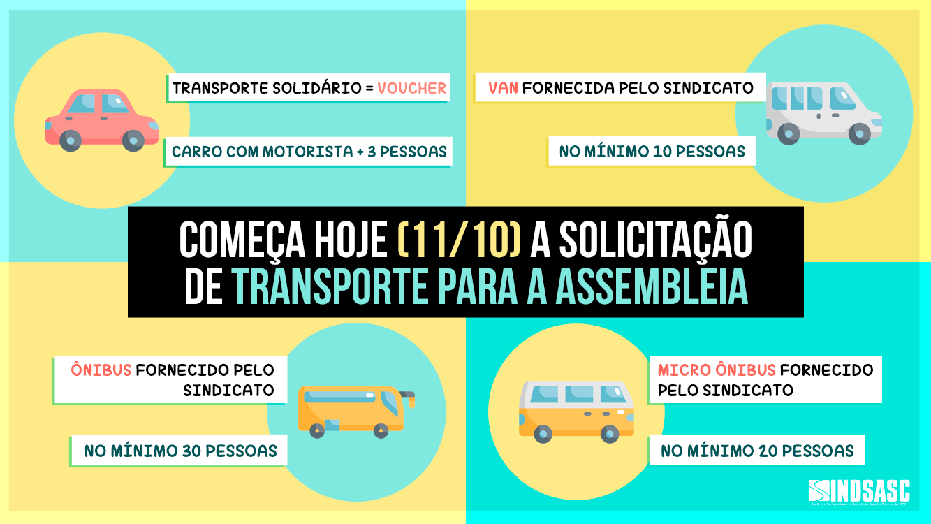 COMEÇA HOJE (11/10) A SOLICITAÇÃO DE TRANSPORTE PARA A ASSEMBLEIA