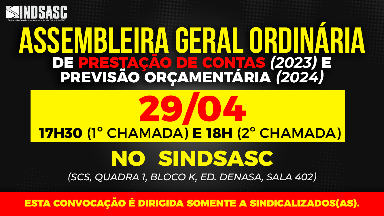 ASSEMBLEIA GERAL ORDINÁRIA - 29/04/24