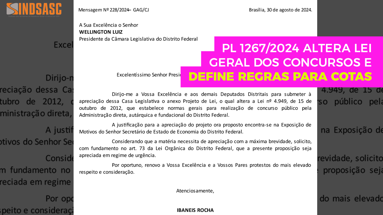 PL 1267/2024 ALTERA LEI GERAL DOS CONCURSOS E DEFINE REGRAS PARA COTAS