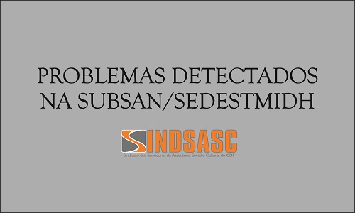 PROBLEMAS DETECTADOS NA SUBSAN/SEDESTMIDH
