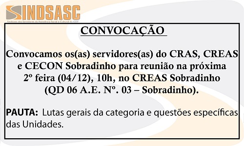 CONVOCAÇÃO - REUNIÃO SOBRADINHO