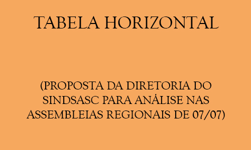 TABELA HORIZONTAL (PROPOSTA DA DIRETORIA DO SINDSASC PARA ANÁLISE NAS ASSEMBLEIAS REGIONAIS DE 07/07)