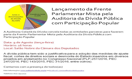 LANÇAMENTO DA FRENTE PARLAMENTAR MISTA  PELA AUDITORIA DA DÍVIDA PÚBLICA COM PARTICIPAÇÃO POPULAR