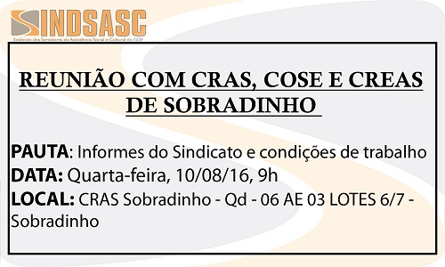 REUNIÃO COM CRAS, COSE E CREAS DE SOBRADINHO