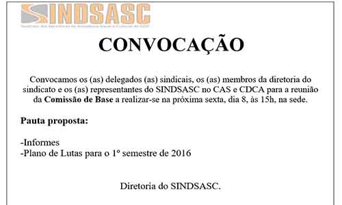 CONVOCAÇÃO - COMISSÃO DE BASE